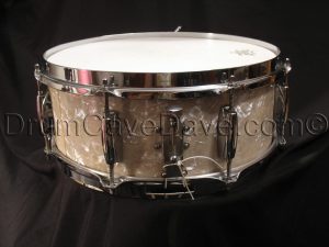 Vintage 1960s Gretsch Name Band Snare Drum 4157 White Marine Pearl